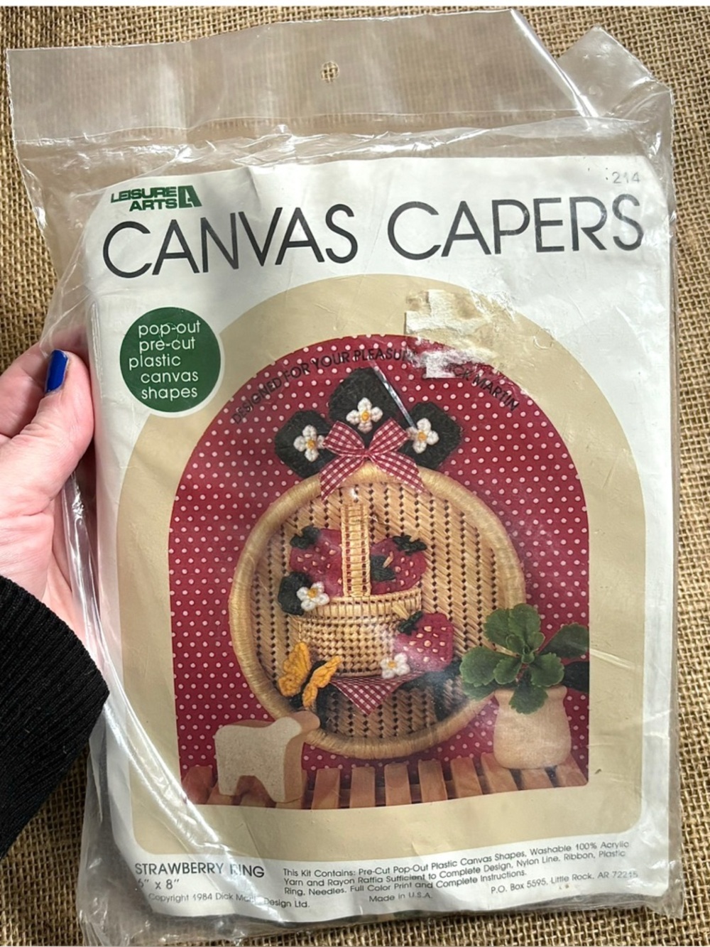 Vintage Canvas Capers Strawberry Ring Craft Kit New Old Stock Cottagecore Twee